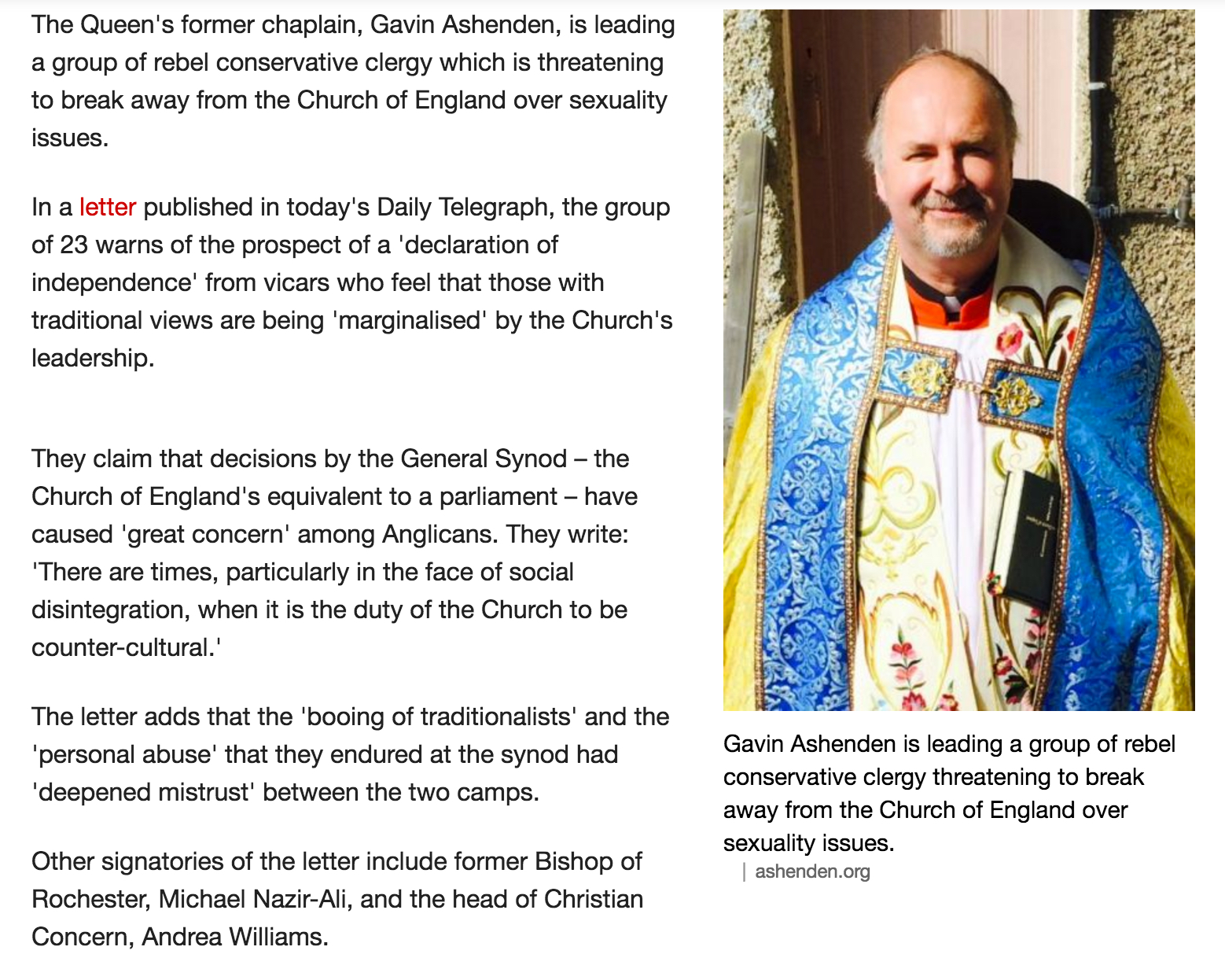 Queen S Former Chaplain Leads Rebel Anglican Group Threatening To Split