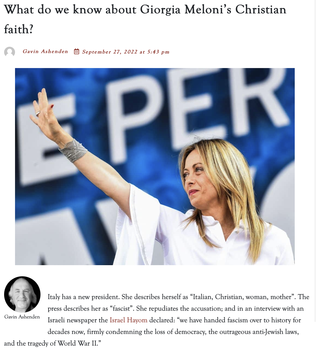 Does Meloni allow us any encouragement in the restatement of